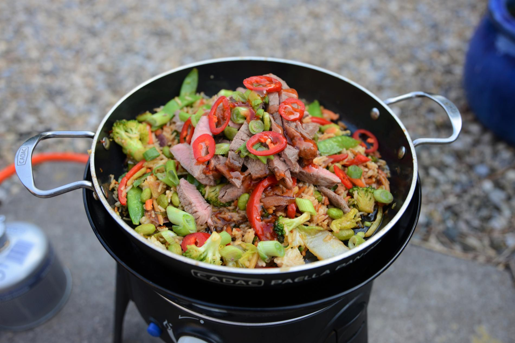 Spicy sirloin with veggies and rice Spicy sirloin with veggies and rice